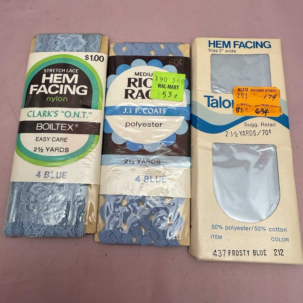 Vintage Sewing Notions Lot 20+ Sealed Bias Tape Rick Rack Lace Trim Hem Facing - Picture 6 of 16